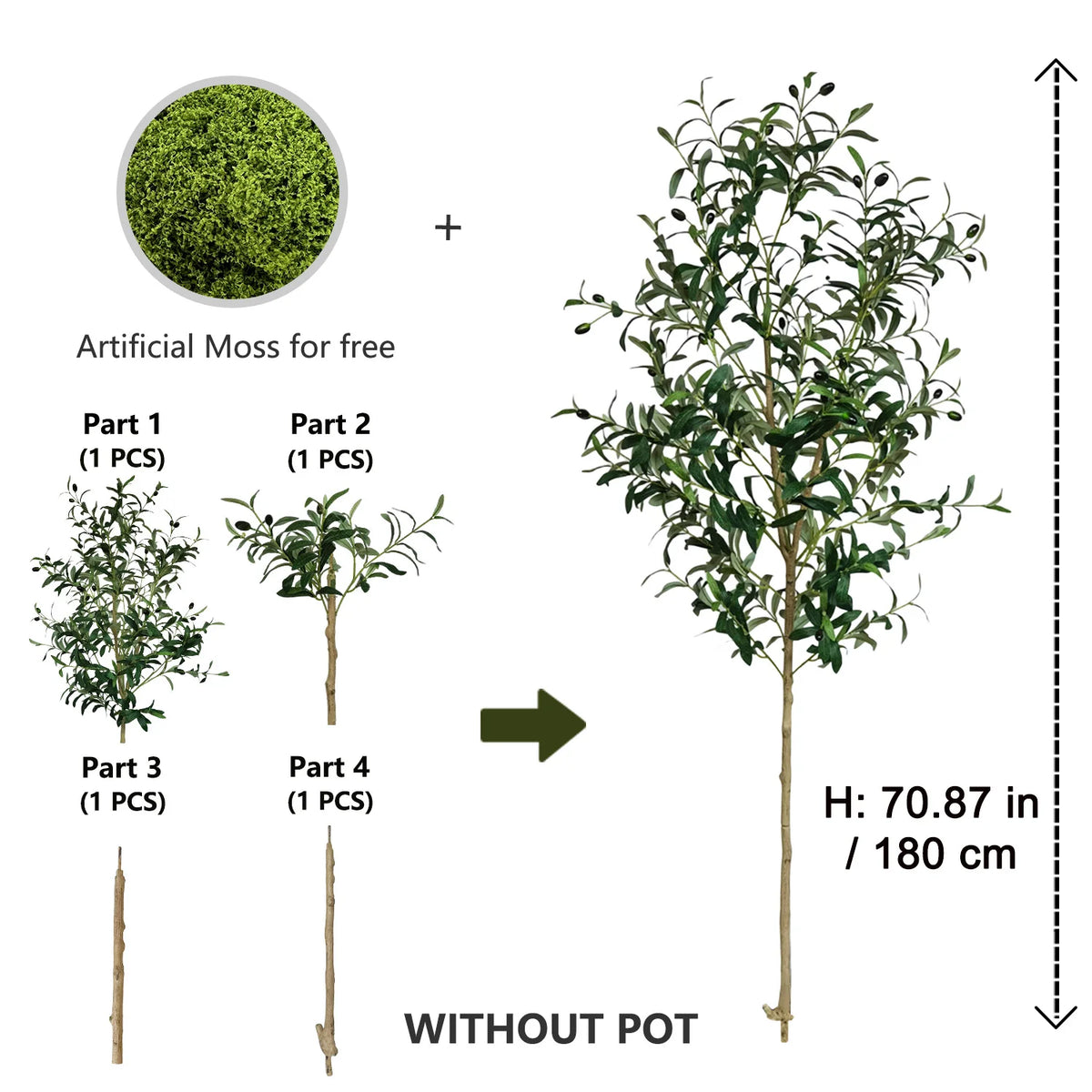 Evergreen Artificial Olive Tree | Realistic Faux Plant 120-180 cm