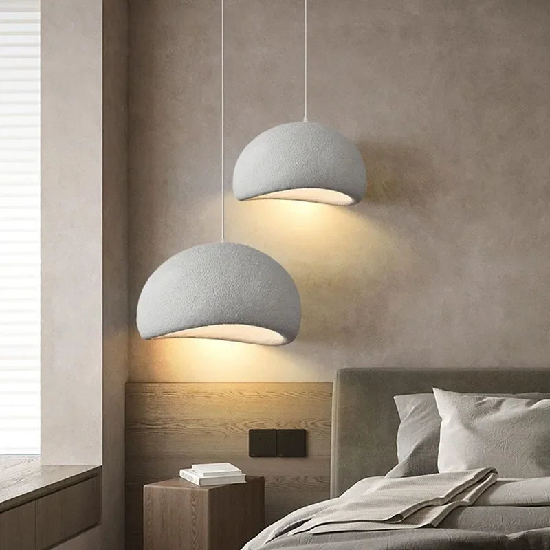 Pebble Wabi-Sabi Pendant Light | Textured Resin Dome Lamp
