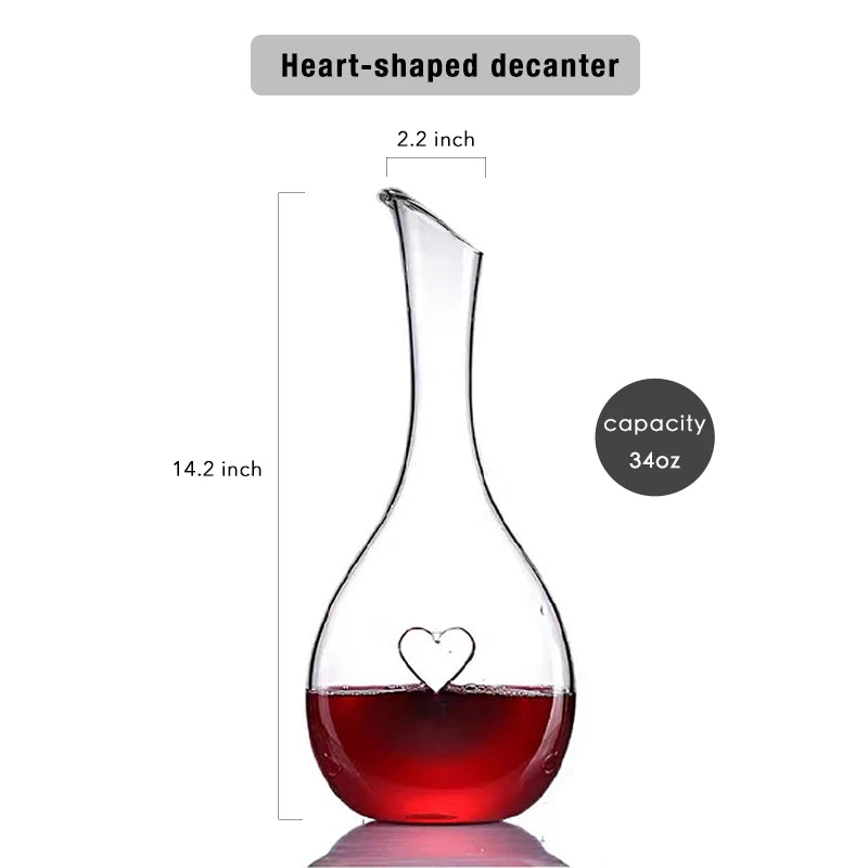 Amour Heart Wine Decanter | Hand-Blown Crystal Wine Aerator