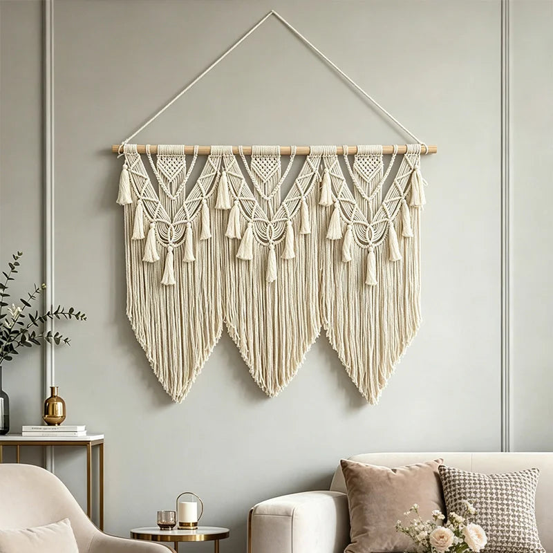 Canopy Macrame Wall Hanging | 110 × 80 cm Boho Tassel Tapestry