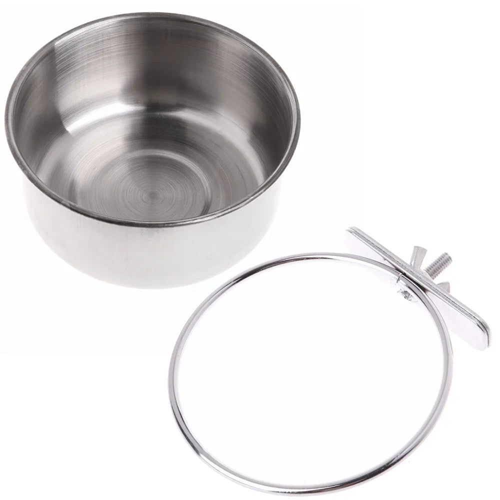 Perch Steel Bird Feeding Cups | Clamp-On Cage Bowls