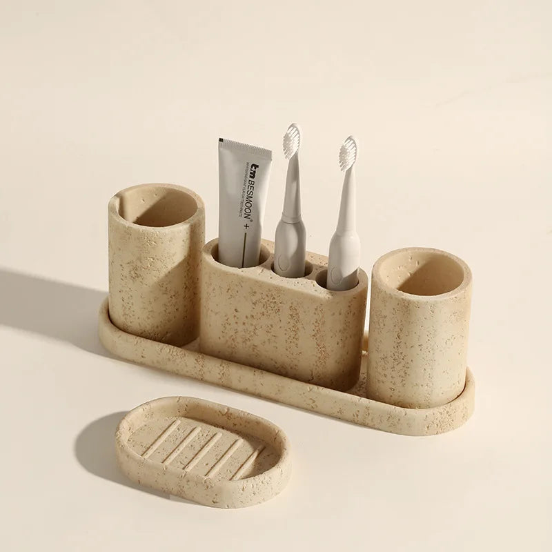 Travertine Bathroom Collection | Natural Stone Vanity Accessories