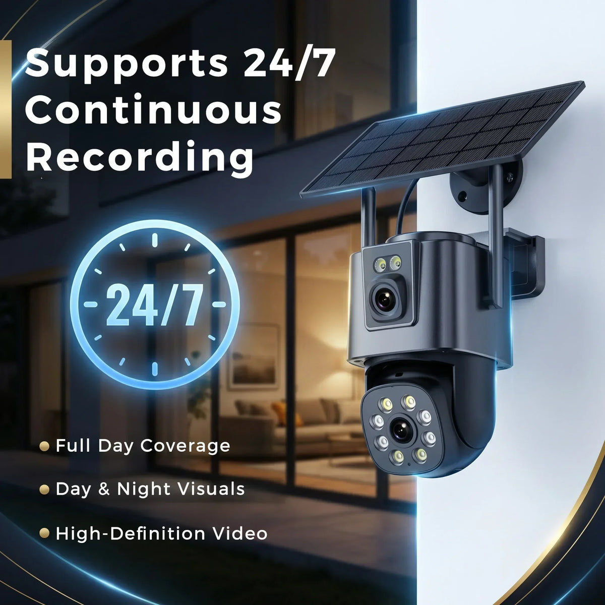 SunGuard Dual-Lens Solar Camera | 4K Wireless Outdoor Security Camera