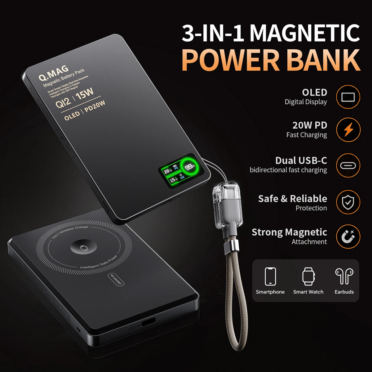 MagCharge Wireless Power Bank | Magnetic 5000/10000mAh