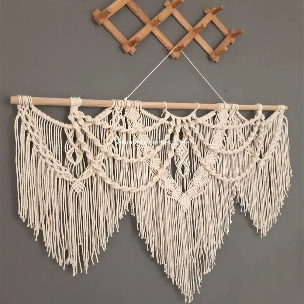 Boho Fringe Macrame Tapestry | 80 × 140 cm Handwoven Wall Hanging