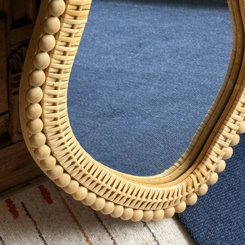 Ripple Rattan Wall Mirror | Wavy Asymmetric Woven Frame Mirror