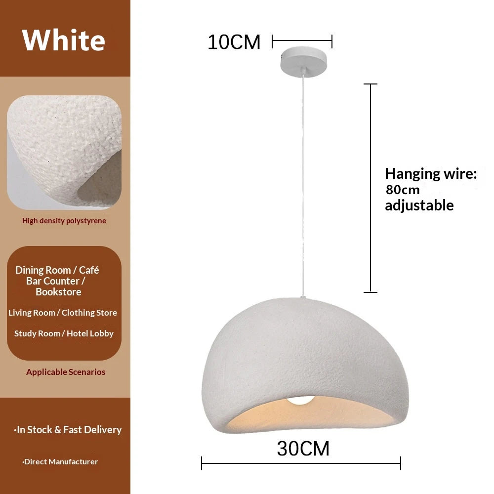 Pebble Wabi-Sabi Pendant Light | Textured Resin Dome Lamp