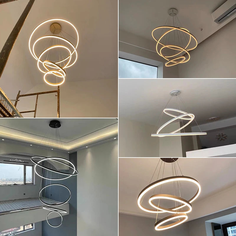 Halo Ring LED Chandelier | Modern Multi-Ring Ceiling Pendant