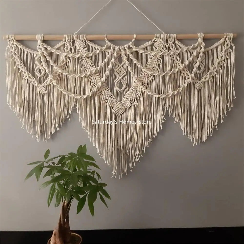 Boho Fringe Macrame Tapestry | 80 × 140 cm Handwoven Wall Hanging