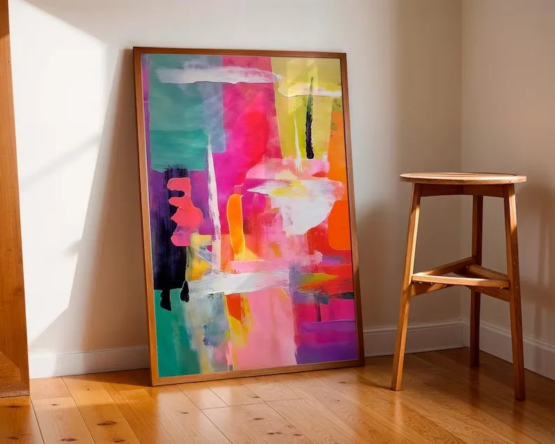 Prism Colour Abstract Painting | Hand-Painted Bright Textured Canvas