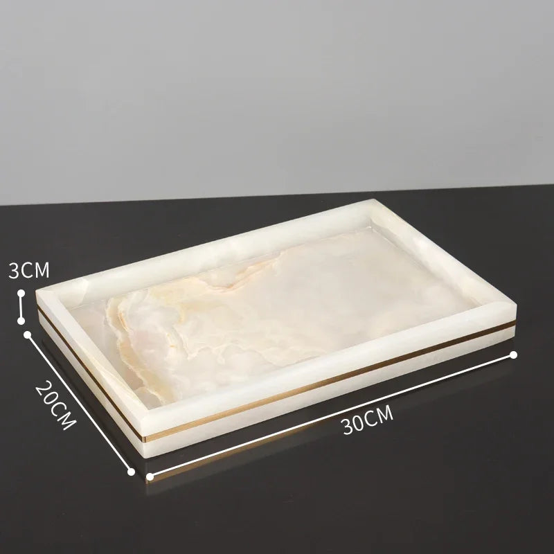 Alabaster Gold Bathroom Collection | White Marble & Gold Vanity Accessories