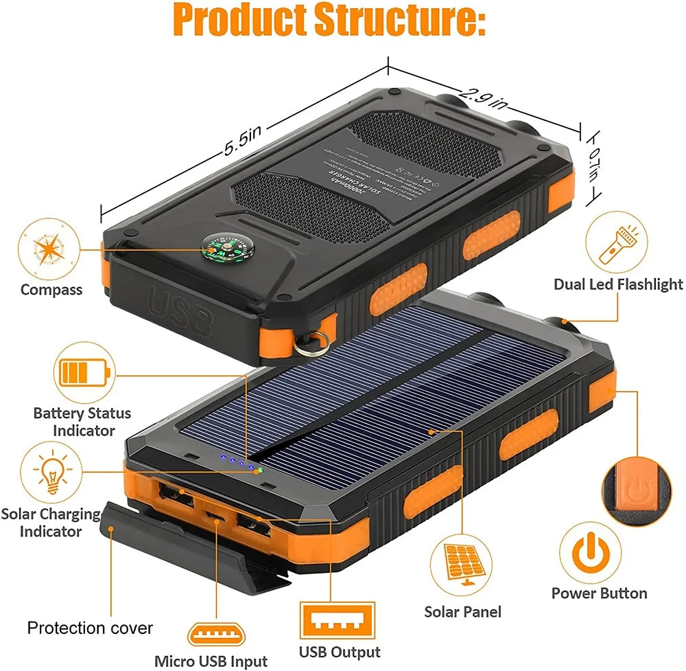 SunVault Solar Power Bank | High Capacity with LED Light