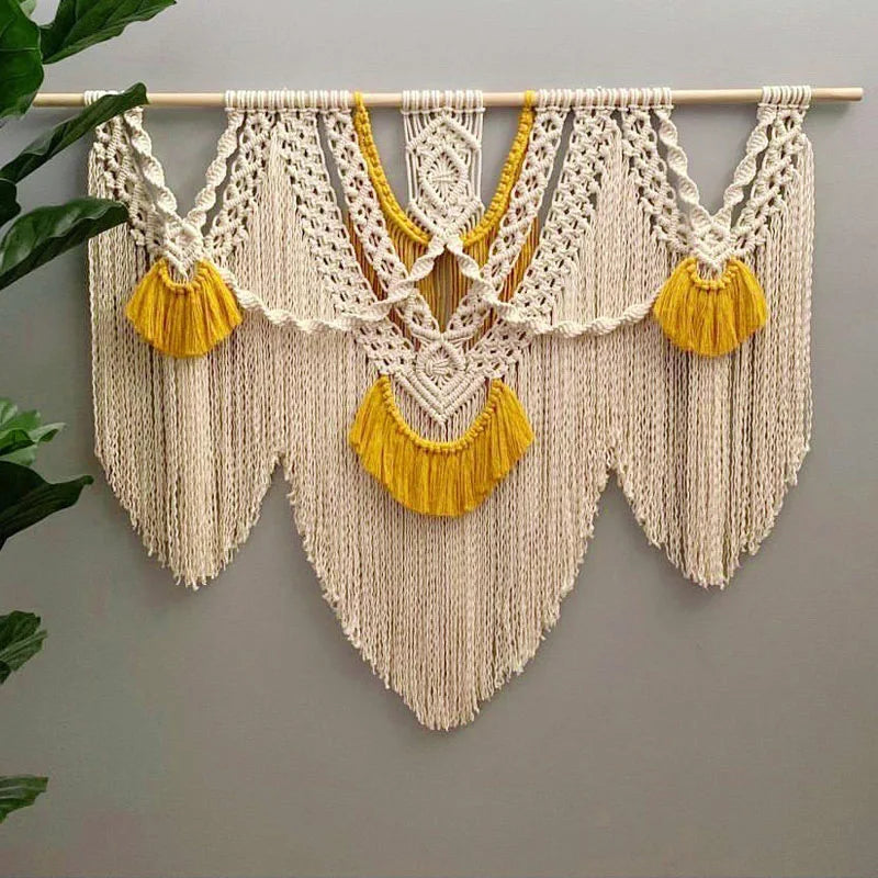 Boho Fringe Macrame Tapestry | 80 × 140 cm Handwoven Wall Hanging