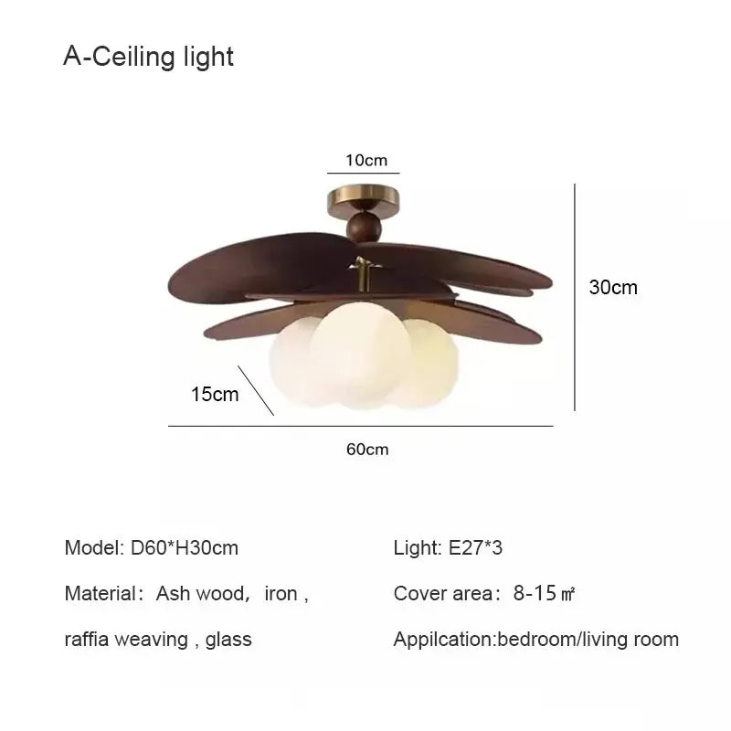 Bloom Flush Ceiling Light | Wood-Look Petal LED Ceiling Lamp