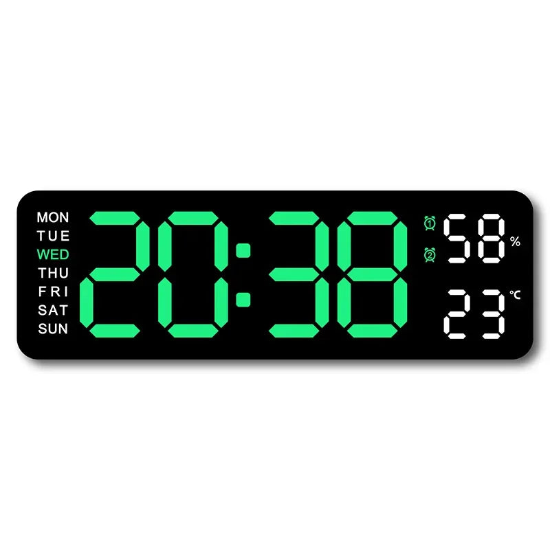 TempMate Digital Wall Clock | 9 Inch LED with Temp & Humidity