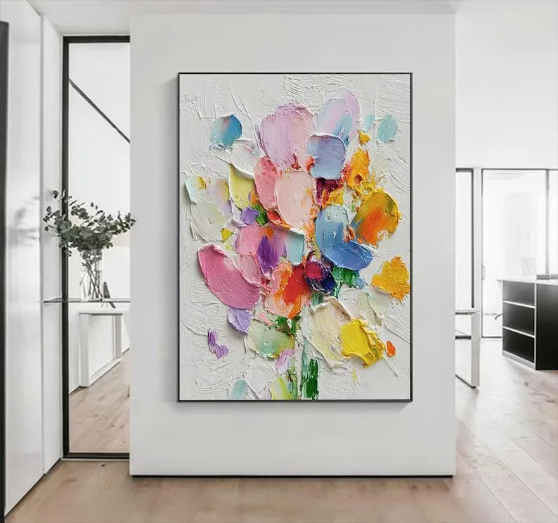 Prism Colour Abstract Painting | Hand-Painted Bright Textured Canvas