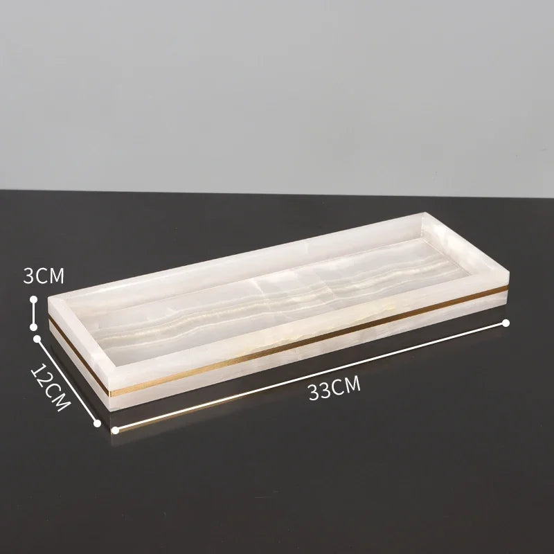 Alabaster Gold Bathroom Collection | White Marble & Gold Vanity Accessories