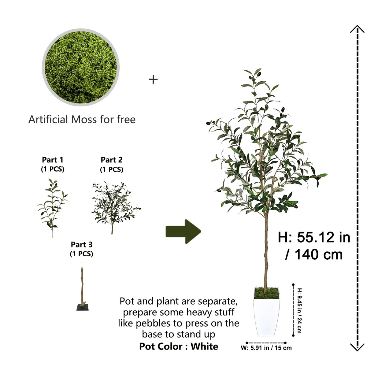 Evergreen Artificial Olive Tree | Realistic Faux Plant 120-180 cm