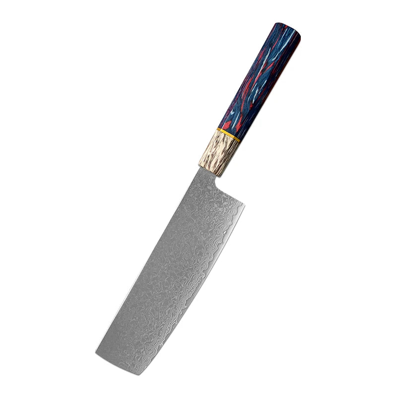Forged Damascus Chef Knife | Patterned Steel Kitchen Knife with Wood Handle