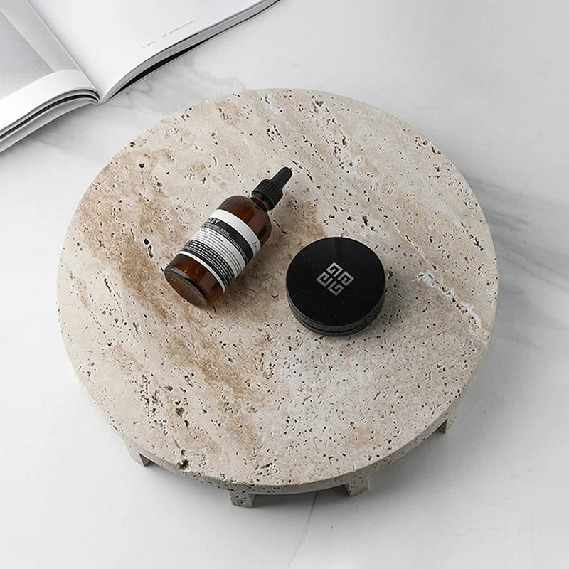 Pebble Stone Sculptural Tray | Marble-Effect Landscape Decor Tray