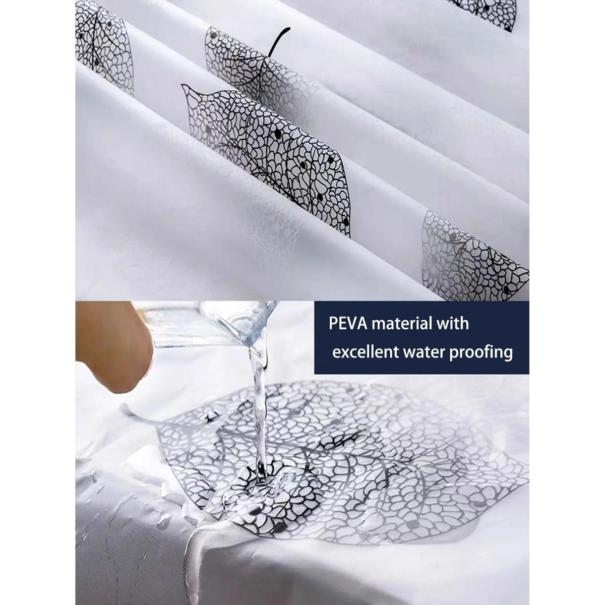 Fernleaf Shower Curtain | Clear Leaf Print PEVA Liner