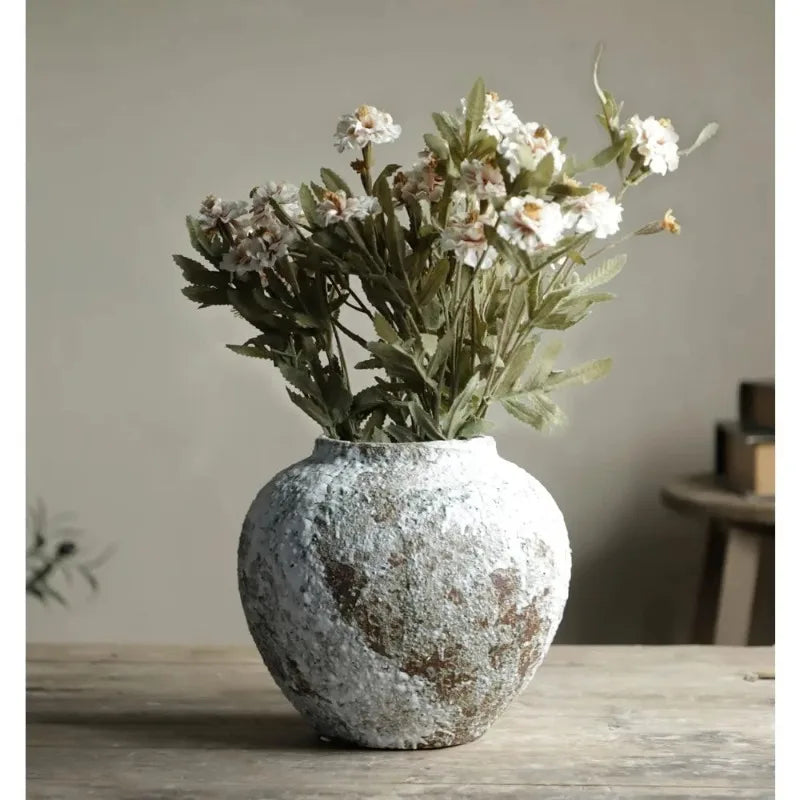 Terra Rustic Ceramic Vase | Hand-Finished Stoneware Floor Vase