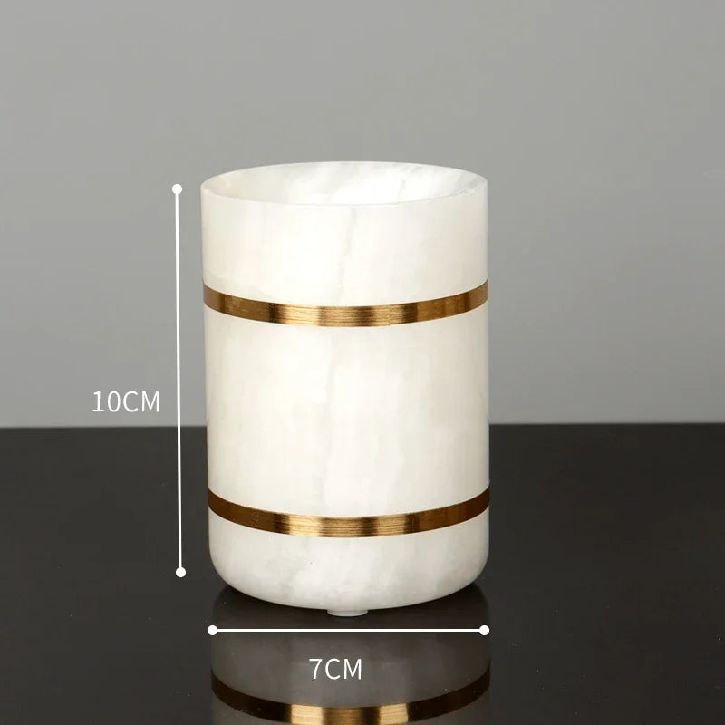 Alabaster Gold Bathroom Collection | White Marble & Gold Vanity Accessories