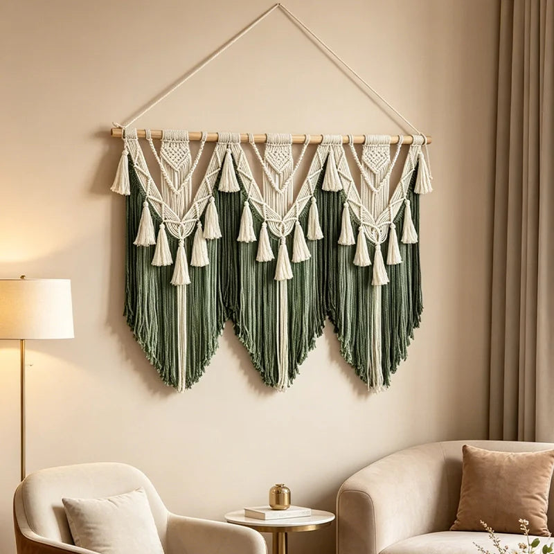 Canopy Macrame Wall Hanging | 110 × 80 cm Boho Tassel Tapestry
