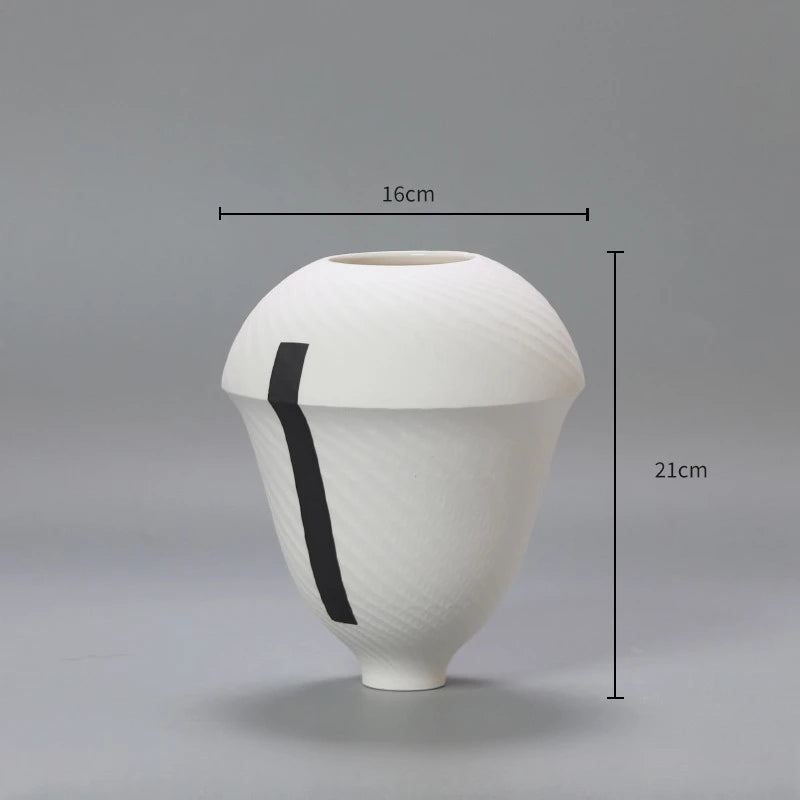 Swirl Minimal Ceramic Vase | Modern White Sculptural Vase