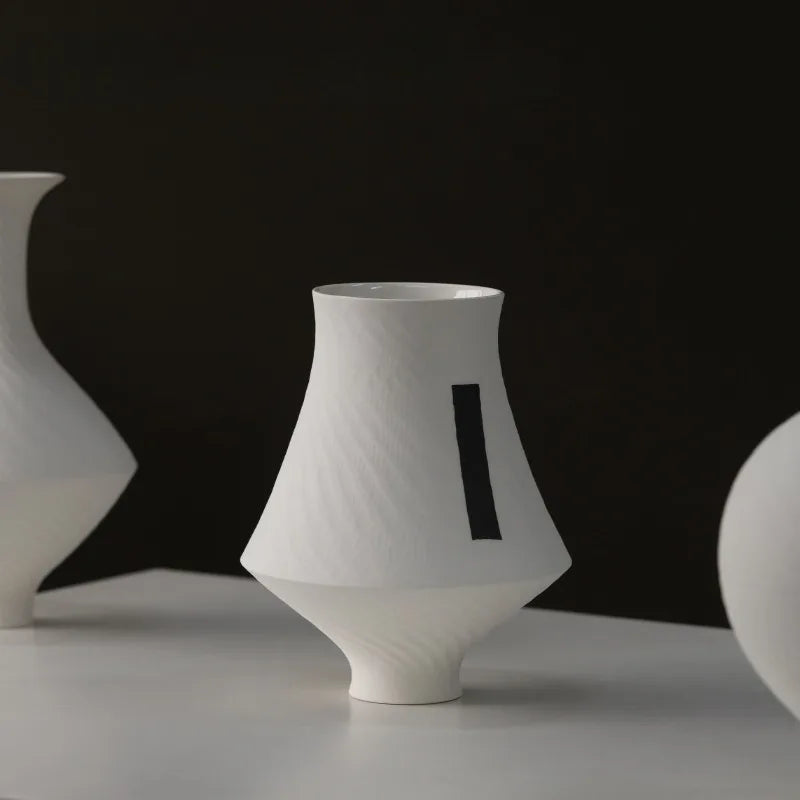Swirl Minimal Ceramic Vase | Modern White Sculptural Vase