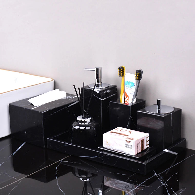 Nero Marble Bathroom Collection | Black Natural Marble Vanity Accessories