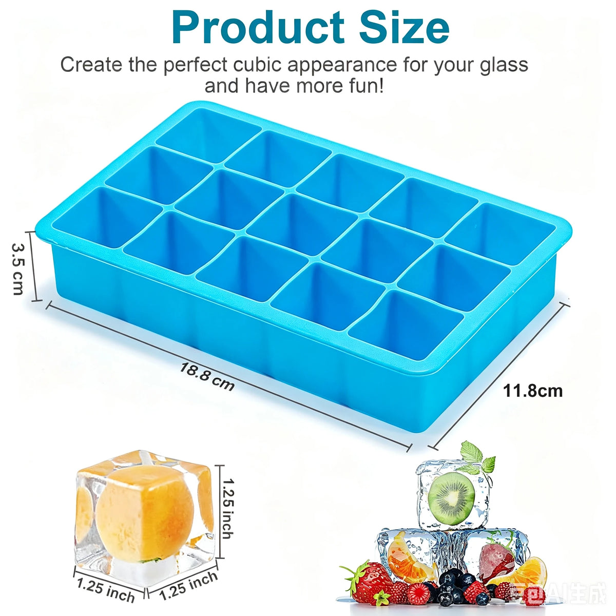 Polar Cube Ice Tray | 15-Cavity Silicone Mould with Lid
