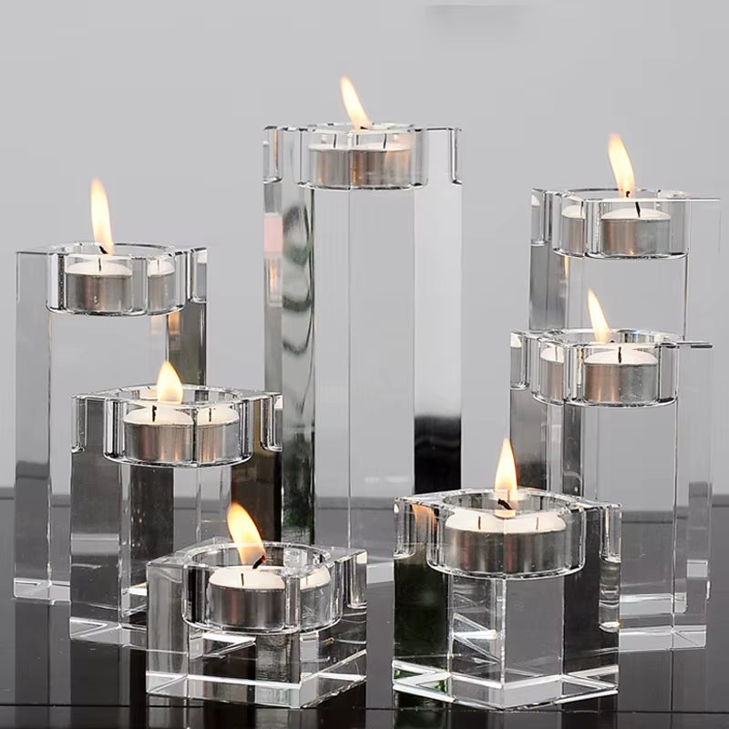 Clear Crystal Glass Tealight Candle Holder
