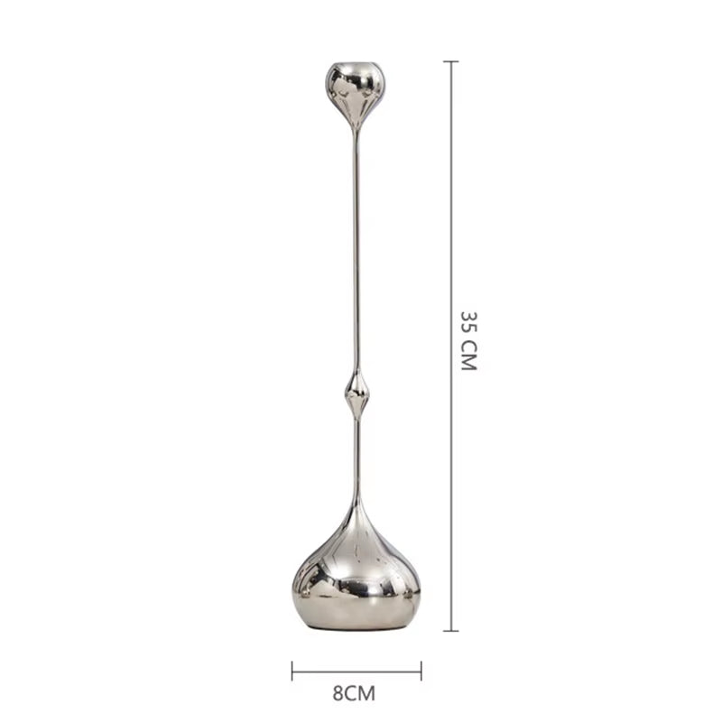 Sculptural Silver-Tone Metal Candlestick