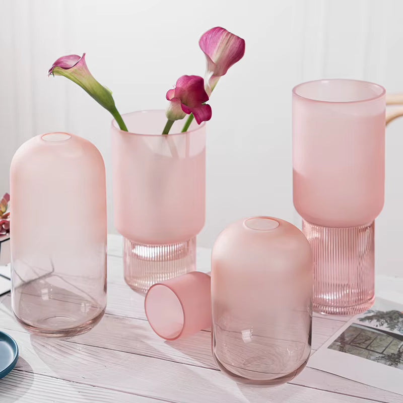 Blush Pink Frosted Glass Vase