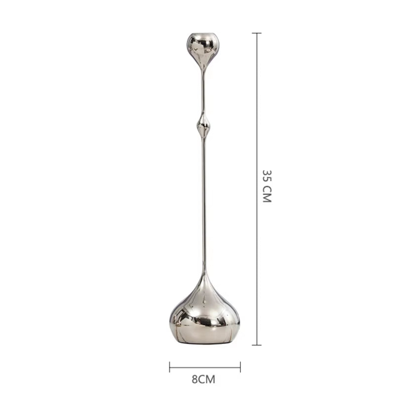 Sculptural Silver-Tone Metal Candlestick