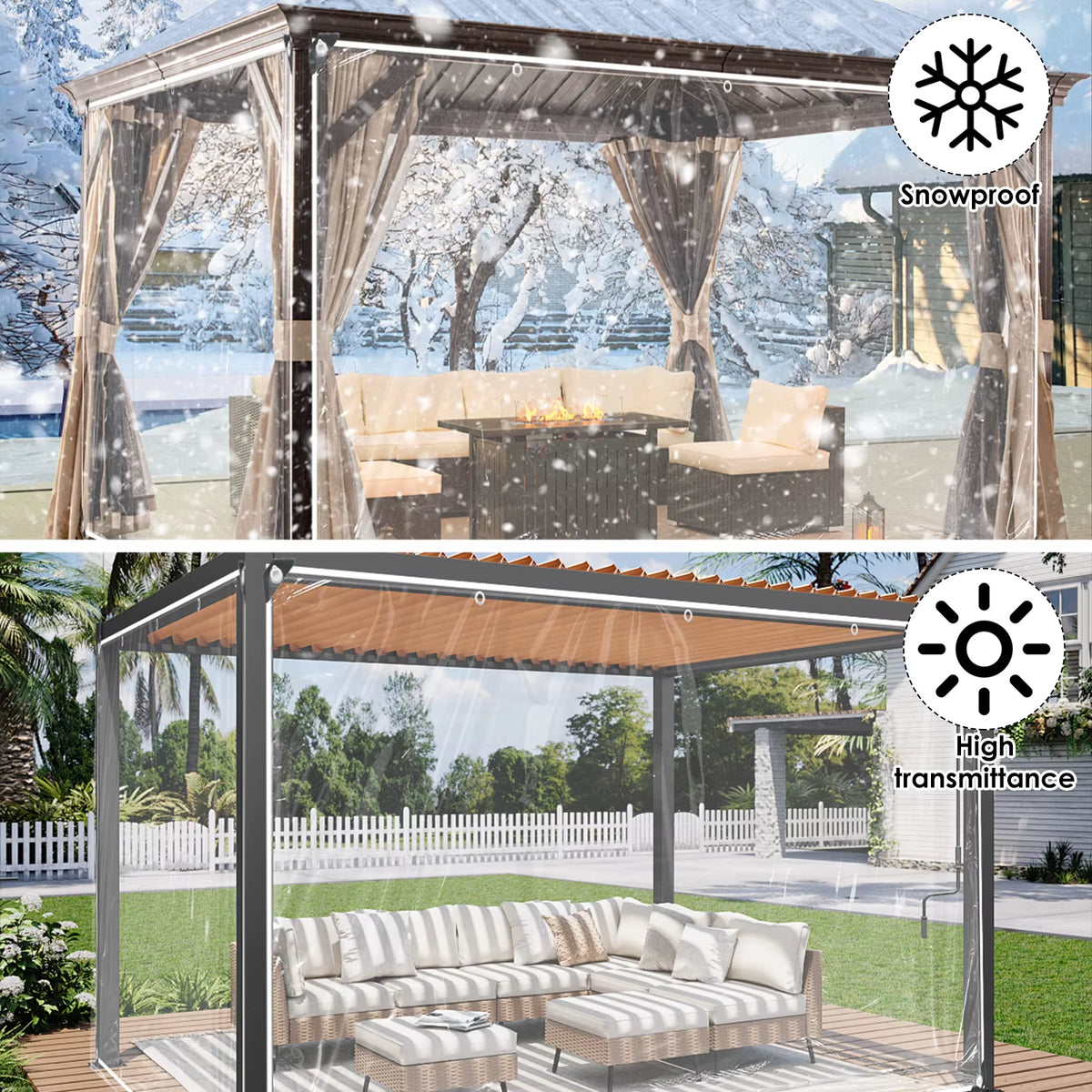 Clear PVC Outdoor Tarp Curtain with Tie Straps