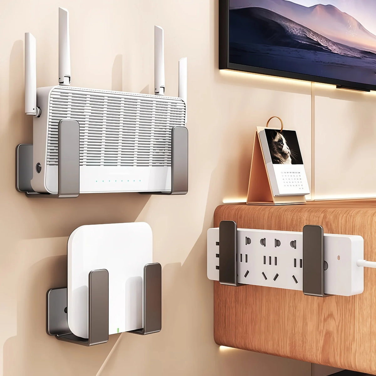 Wall-Mounted Router and Media Device Holder