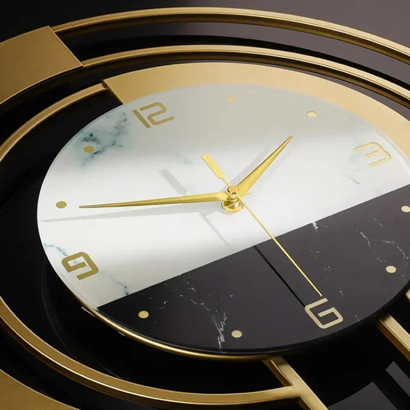 Sculptural Gold-Tone Metal Wall Clock — 45 cm