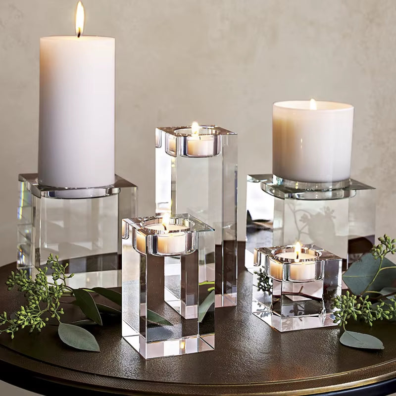 Clear Crystal Glass Tealight Candle Holder