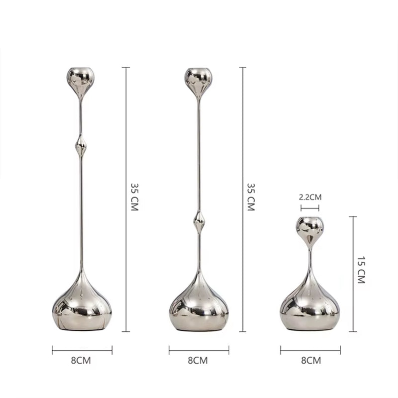 Sculptural Silver-Tone Metal Candlestick