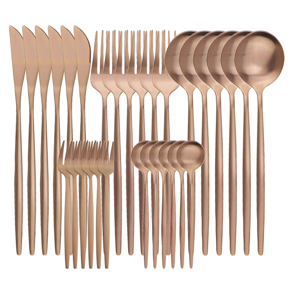 Luxe Matte Cutlery Set | 30-Piece Stainless Steel Flatware for Six