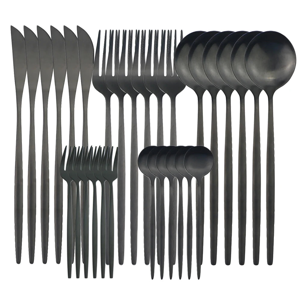 Luxe Matte Cutlery Set | 30-Piece Stainless Steel Flatware for Six