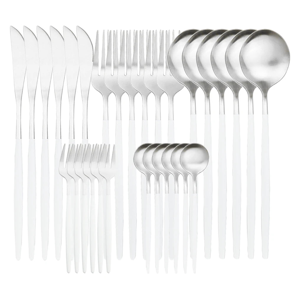 Luxe Matte Cutlery Set | 30-Piece Stainless Steel Flatware for Six