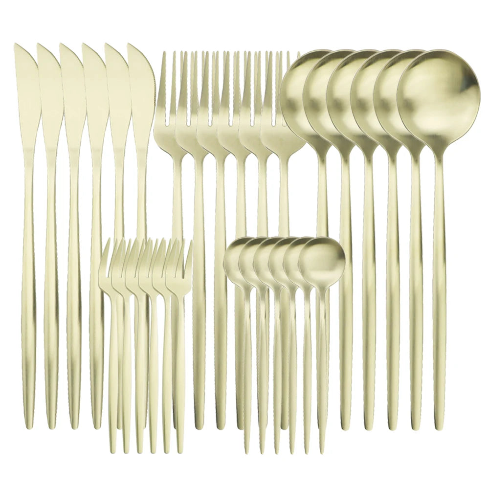 Luxe Matte Cutlery Set | 30-Piece Stainless Steel Flatware for Six