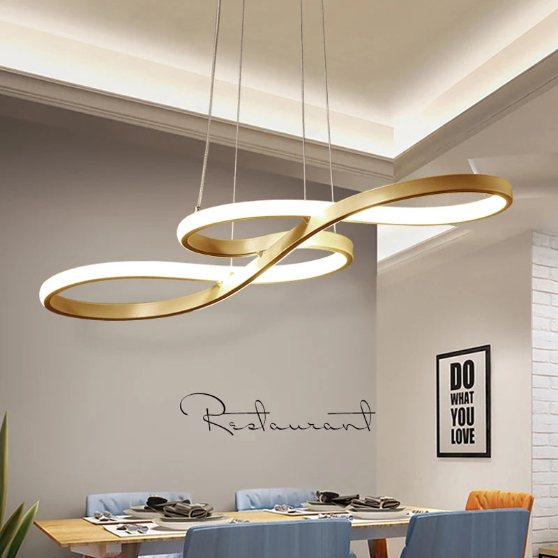 Infinity Loop LED Pendant | Modern Kitchen Island Light with Remote