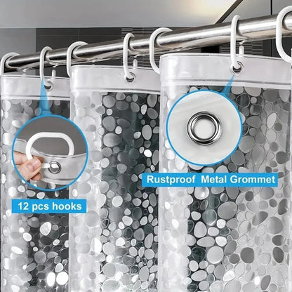 Pebble Clear Shower Liner | 3D PEVA Weighted Curtain