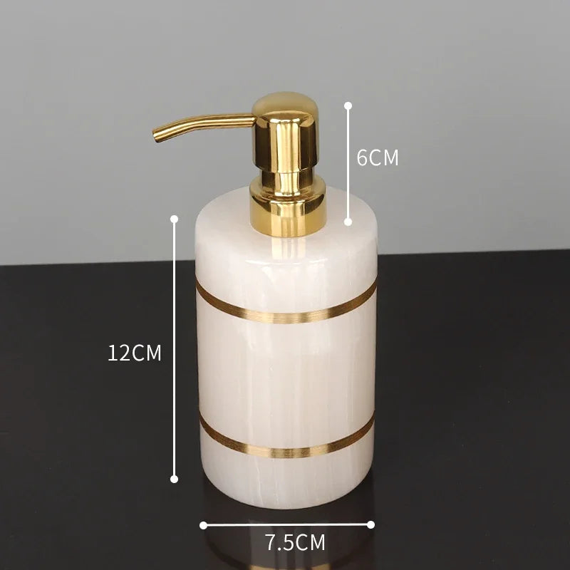 Alabaster Gold Bathroom Collection | White Marble & Gold Vanity Accessories