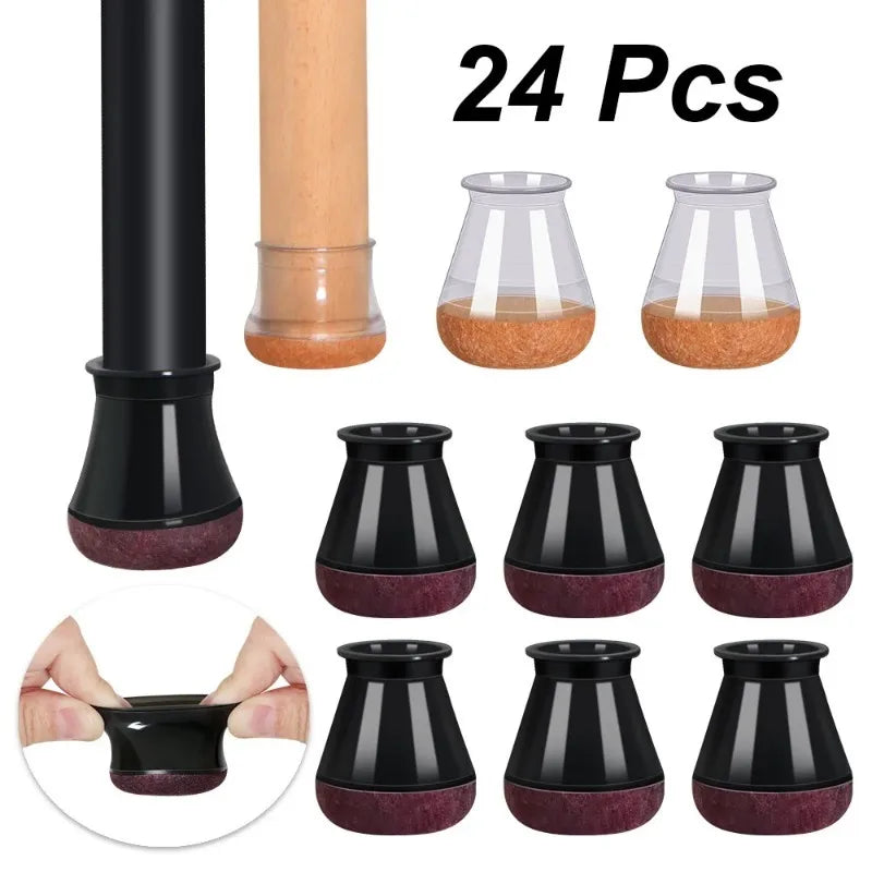 FeltGlide Chair Leg Covers | 24 Pack Silicone Floor Savers