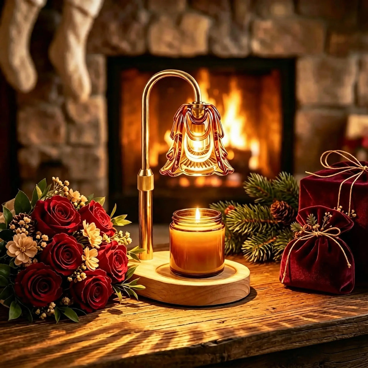 Lumière Candle Warmer Lamp | Gold Adjustable Height Candle Lamp with Timer